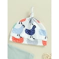 thumbnail image 5 of Cenuakty Newborn 3 Piece Pants Set Baby Girl Boy Letter Print Romper and Chicken Print Pants Hat Outfits Infant Clothing, 5 of 9
