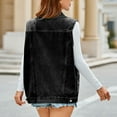 thumbnail image 7 of Huvoen Women Buttons Down Mid Long Denim Jean Vests Vintage Waistcoat Sleeveless Jacket with Pockets Black m, 7 of 7