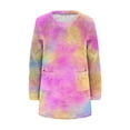 thumbnail image 3 of Womens Long Sweatshirts Sherpa Fleece Tunic Tops with 2 Pockets Tie Dye Multicolor Casual Trendy Fuzzy Sweaters (M, Hot Pink), 3 of 5