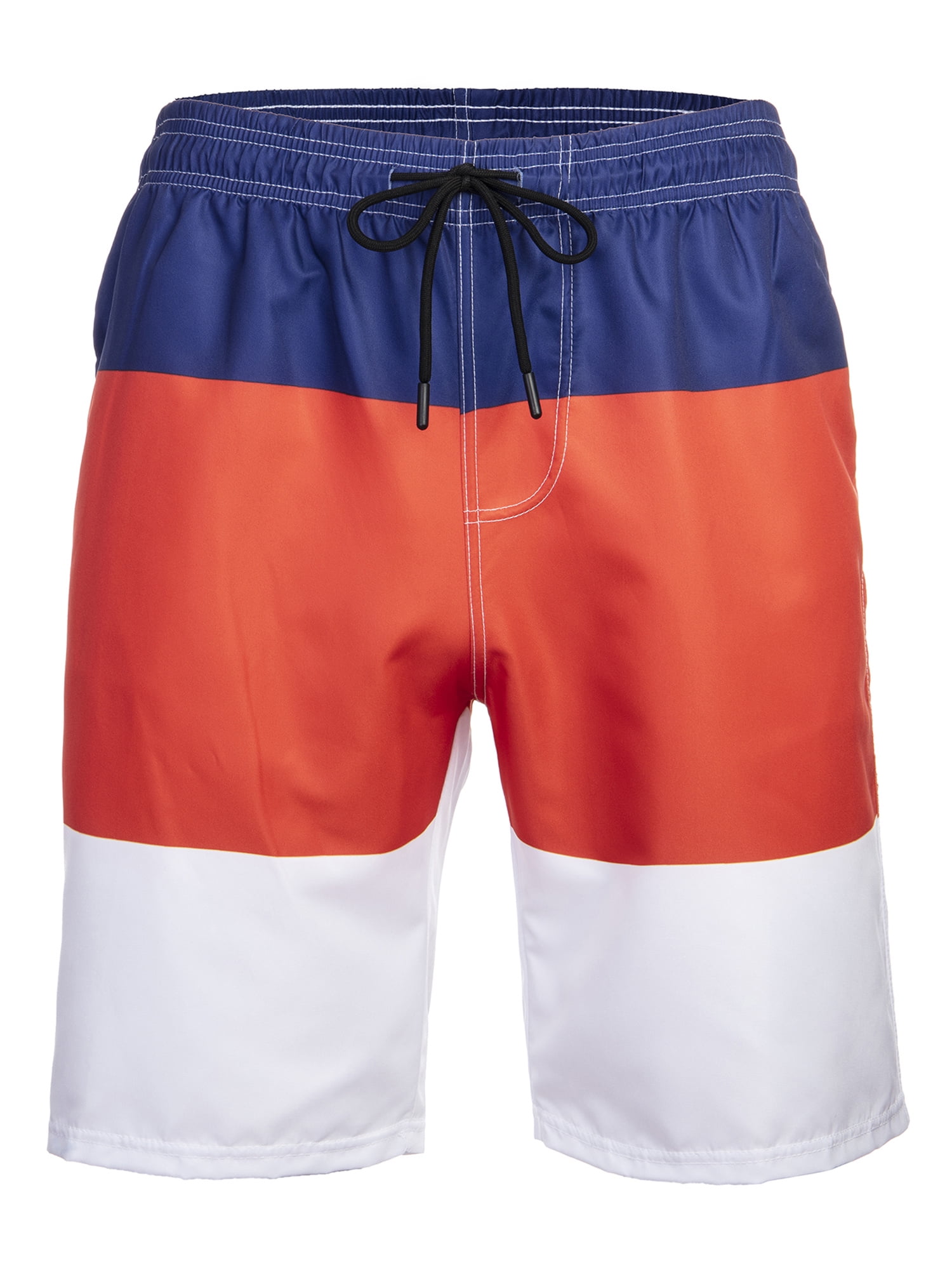 Kirkland Mens Swim Shorts Orange Stripe 30" 36" W Pockets Mesh Lined Signature 