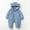 Blue, variant on Soft Warm Kids Girl Blue Plush Romper - Bear Ear Hooded Full Zip Onesie for 0-12 Months, Skin-Friendly Winter Fall Outfit,Size 9 Months