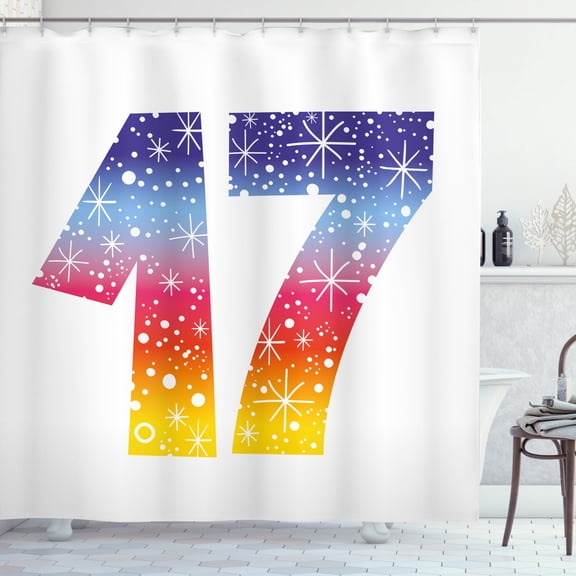 Ambesonne Colorful Shower Curtain, 17 Party, 69"Wx70"L, Multicolor