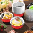 thumbnail image 4 of 150 Pcs Disposable Ramekins with Lids 8 oz Creme Brulee Ramekin Aluminum Foil Cup Cupcake Liner Baking Valentines Disposable Muffin Tin Pan Cheesecake Container (Red,Silver), 4 of 7
