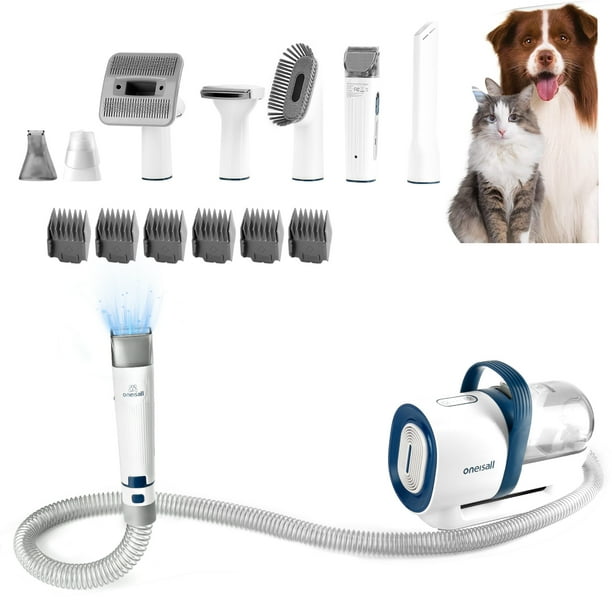 Oneisall 7 In 1 Dog Grooming Kit, Low Noise Pet Grooming Vacuum with 1.5 L Dust Cup, Dog Vacuum