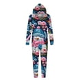 thumbnail image 2 of Odeerbi Christmas Onesie Pajamas for Family Holiday Sleep Jumpsuit Long Sleeve Family Christmas Pajamas Matching Sets Mom Fashion Printed Hooded Jumpsuit Sleepwear PJs Set Navy, 2 of 5