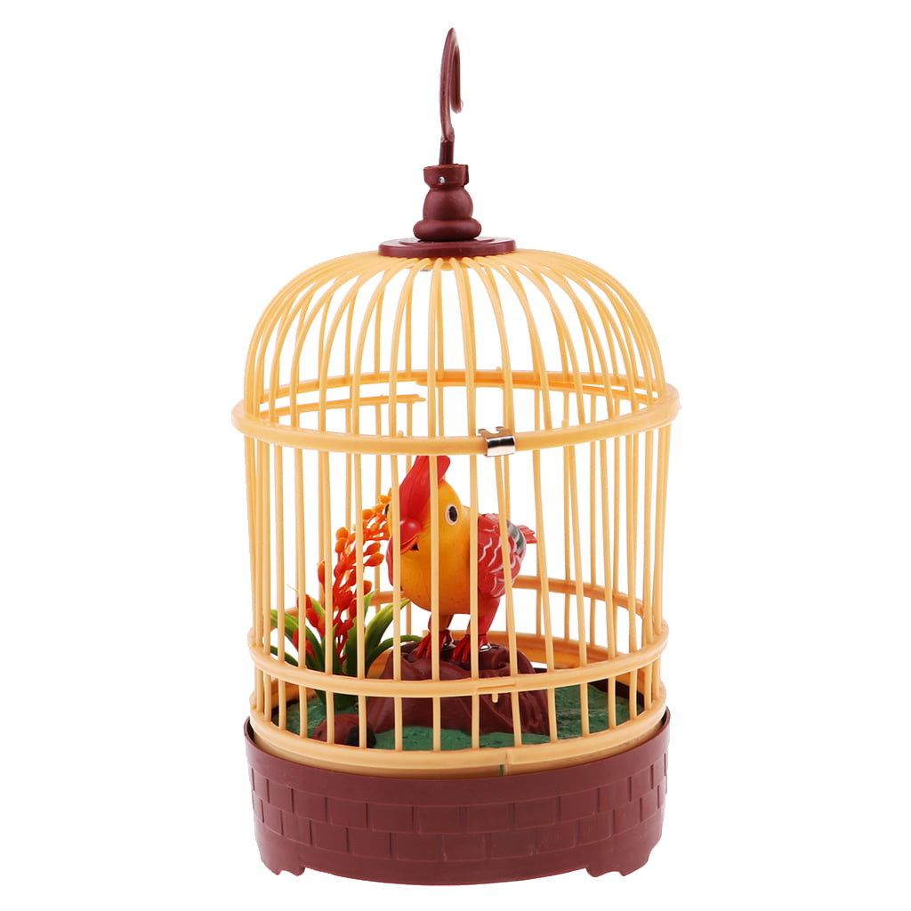 Battery Powered Singing & Chirping Bird in Cage Sound Activated Chirp Toy 