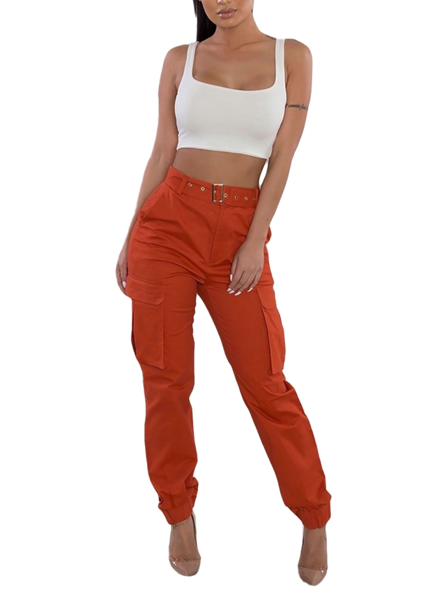 CenturyX Women Camo Trousers Casual Military Army Green Long Cargo