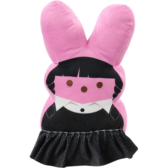 Guvpev Shaggy Bunny Peep 15" Collectible Plush, Pink Emo Bunny Stuffed Animals Easter Decorations, Easter Basket Stuffers Gifts for Kids & Adults