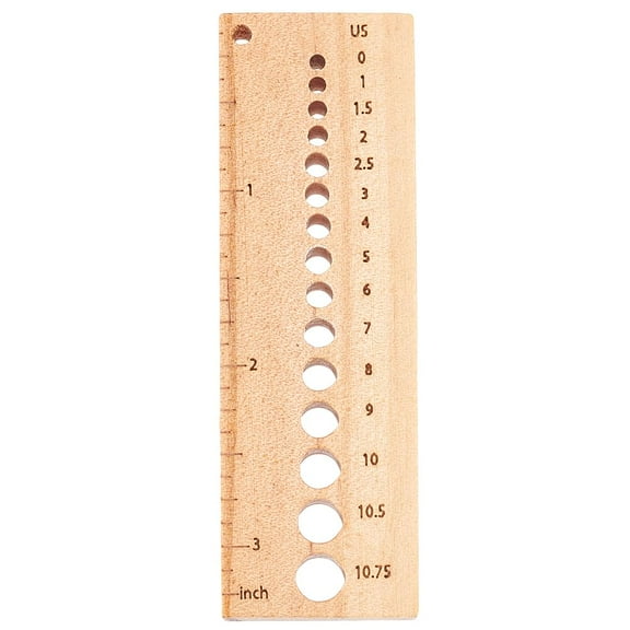 1Pc Rectangle Wooden Knitting Needle Gauges Crochet Ruler BurlyWood 8.5x2.7x0.7cm Hole: 2~6.5mm