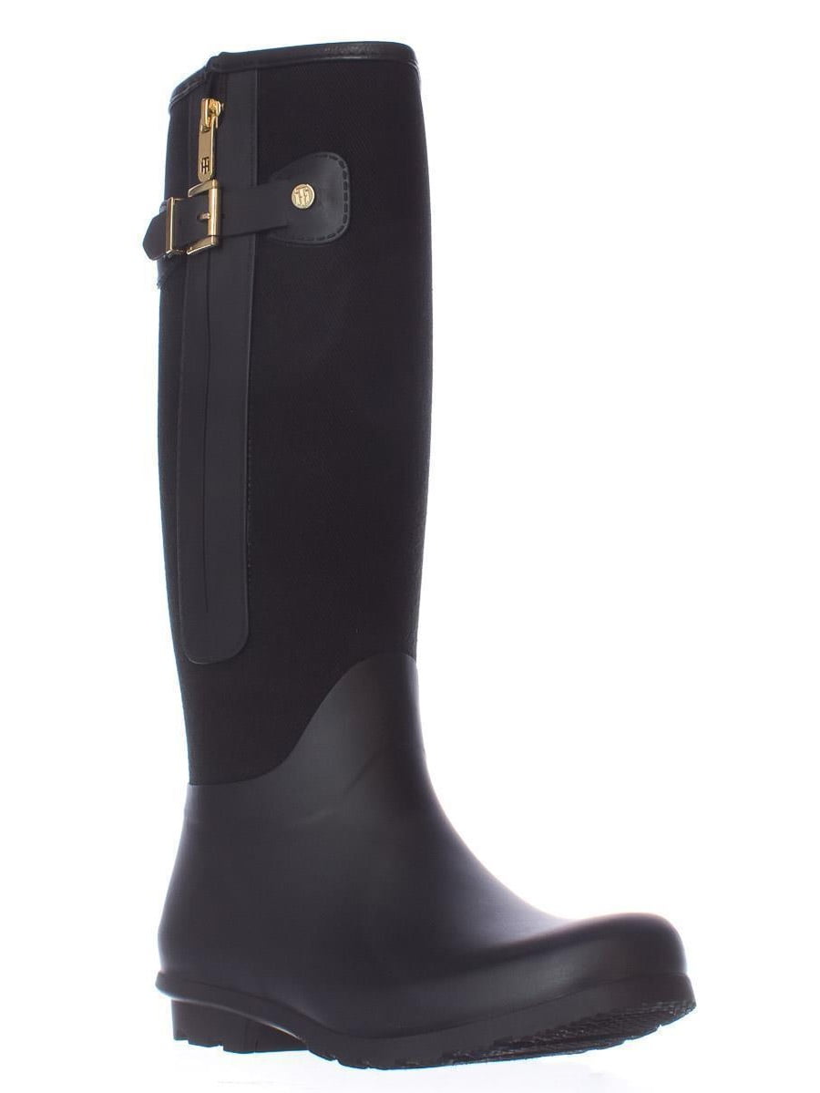 Womens Tommy Hilfiger Mela Tall Rain Boots, Black Multi - Walmart.com