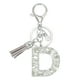 thumbnail image 1 of Llave de letra inicial Uxcell con borlas y perlas, llavero de letra alfabética D con strass y anillo para llaves para bolso, carteras, llaves de coche, taza, plata, 1 of 7