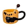 thumbnail image 4 of Taza de café de cerámica taza de beber caliente y fría con cuchara taza de café con leche en relieve para la oficina doméstica dormitorio de hotel Naranja, 4 of 8