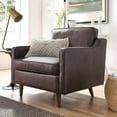 thumbnail image 2 of Armchair Accent Chair, Brown, Leather, Modern Contemporary Mid-Century French Country, Mid Century Living Hotel Lounge Cafe Lobby, 2 of 8