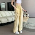 thumbnail image 7 of Wyobmus Womens Casual Pants Baggy Baggy Drawstring Wide Leg Lounge Pants High Waist Polka Dot Long Pants Yellow, 7 of 7