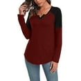 thumbnail image 3 of Anyjoin Women's Long Sleeve Tunic Tops V Neck Color Block Tops Loose Casual Blouse, 3 of 6