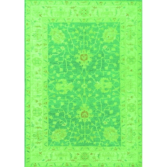 Ahgly Company Indoor Rectangle Oriental Green Traditional Area Rugs, 7' x 9'