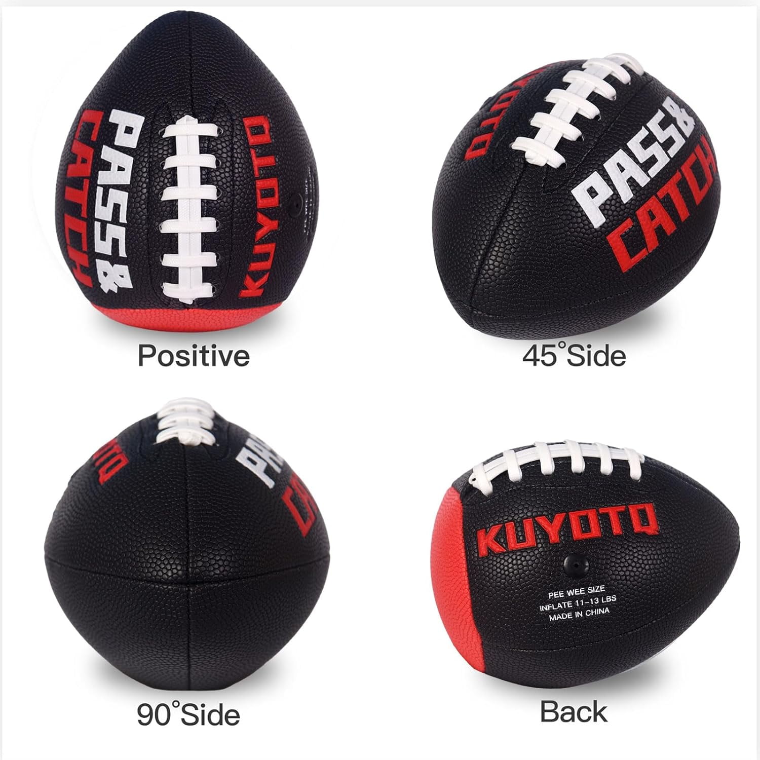 PassCatch Training Football, Peewee Size(Ages 3-9) Kids/Youth (Ages 7-13) Official Size(Ages 13+), Fatherless Bounce Back Leather Football Improving Enhance Solo Passing Catching Skills(Deflated)