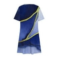 thumbnail image 4 of JTZGDY Summer Dresses for Women Loose Fit Casual Tie Dye Marble Print Crewneck Tshirt Dress Short Sleeve Sundress Beach Cover Ups Blue XL, 4 of 7