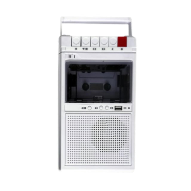 Reproductor de casete portátil con altavoz incorporado, altavoces profesionales, regalo de cumpleaños, pequeño reproductor multifunción para viajes de Blanco