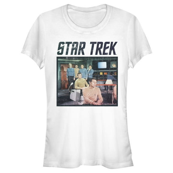 Junior's Star Trek: The Original Series Enterprise Crew Poster  Graphic Tee White Large