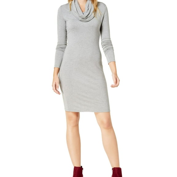maison Jules Womens Cowl-Neck Fit & Flare Dress, Grey, Large