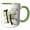 Green/White, variant on 3drose, Fancy Monogram Initial W on Green Tropical Leaves, 11oz Two-tone Yellow Mug