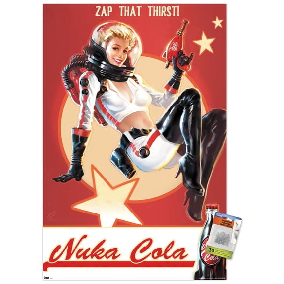 Fallout 4 - Nuka Cola - Zap That Thirst! Wall Poster with Pushpins, 22.375" x 34"