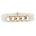 thumbnail image 2 of Anvazise Waist Belt Golden Polished Metal Chain Buckle Elastic Elegant Wide Women Dress Shirt Coat Belt Clothing Accessories White One Size, 2 of 13