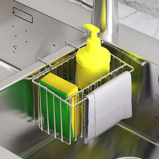 Windfall Sponge Holder, Sink Caddy Kitchen Brush Soap Dishwashing Liquid Drainer Rack Stainless