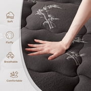 Bamboo Mattress Topper, Cal King Size,Pillow Top Pad for Back Pain Relief, Thick Soft Mattress Cover with Deep Pockets 6-18 inch(Grey)