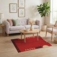 thumbnail image 3 of ODIKA 4'x6' Washable Area Rug Deep Red Beige Geometric Art Bold Modernist with Stripes and Circles for Bedroom, Reading Nook, Pet Friendly & Non-Shedding, 3 of 7