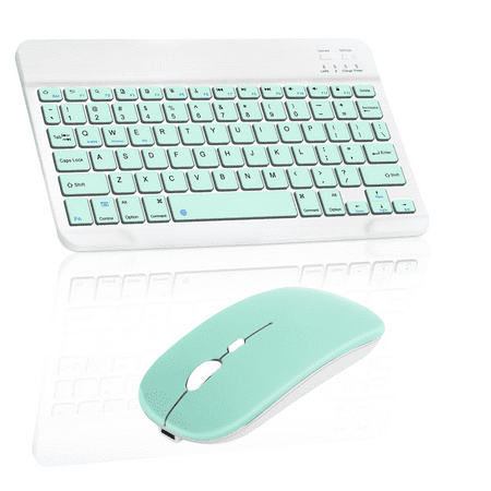 Rechargeable Bluetooth Keyboard and Mouse Combo Ultra Slim Full-Size Keyboard and Ergonomic Mouse for Dell G7 7700 Laptop and All Bluetooth Enabled Mac/Tablet/iPad/PC/Laptop - Teal