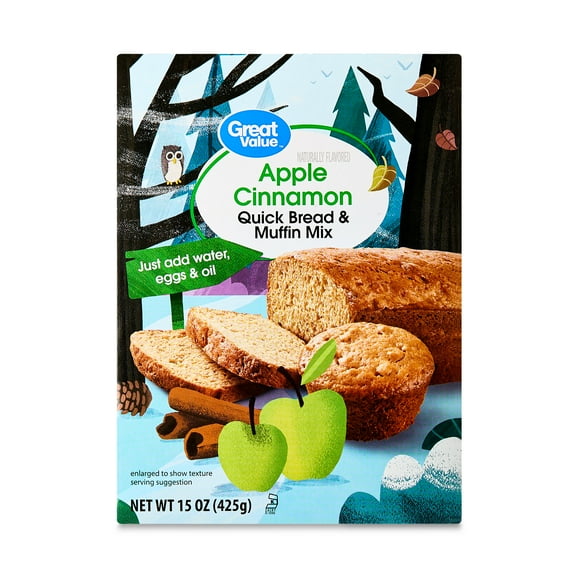Great Value Apple Cinnamon Quick Bread and Muffin Mix, 15 oz Box