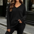 thumbnail image 2 of CHGBMOK Women's Plus Size Waffle Knit Shirts V Neck Long Sleeve Top Fall Casual Loose Fit Blouse, 2 of 9