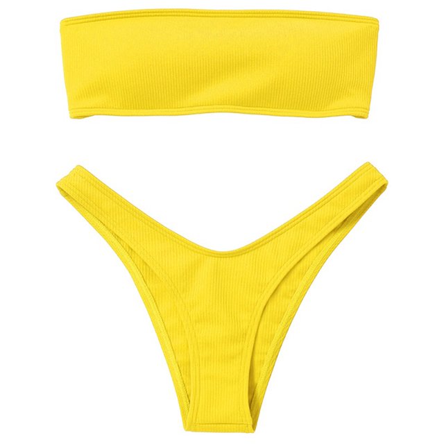 FloreceBien Conjuntos de Bikini de Playa para Mujer, Traje de baño de Bikini con Espalda Abierta Sexy de Color sólido a la Moda, Traje de baño Dividido, Push Up de Verano