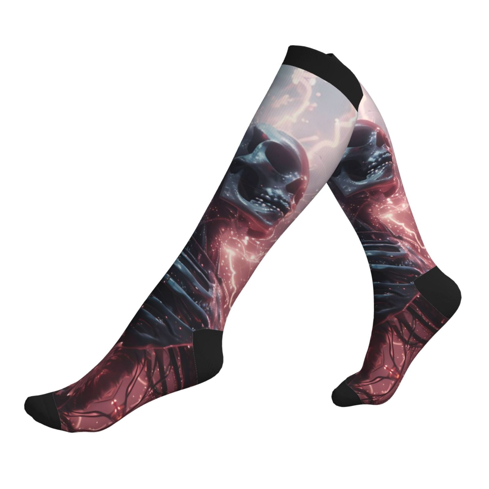 Compression Socks for Men Women -Electric Skeleton Surrealism Knee High Compression Stockings for Men Women