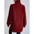 thumbnail image 6 of FEORJGP Women's Autumn Winter Sweater Long Sleeve Turtleneck Knit Pullover Solid Color Split Hem Long Knitwear Jumper Loose Casual Cozy Tops, 6 of 8