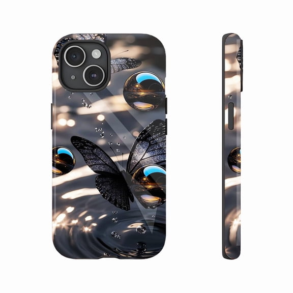 Stunning Butterfly Waterdrop Design Phone Case for Trendy Tech Enthusiasts & Elegant Shoppers, Perfect Holiday Gift Idea - Compatible with iPhone 11/12/13/14/15/16 (Pro Max/Plus)