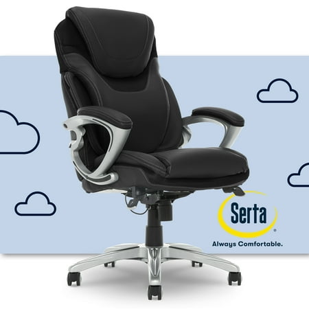 UPC: 0887909059755 | Serta Bonded Leather Office Chair with True Wellness AIR Tech  250 lb. Capacity  Black