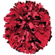 Chassé Metallic Cheerleading Poms - Shiny Metallic Cheer Pom with Baton Handle for Dance Sports Celebrations (Single, Red)