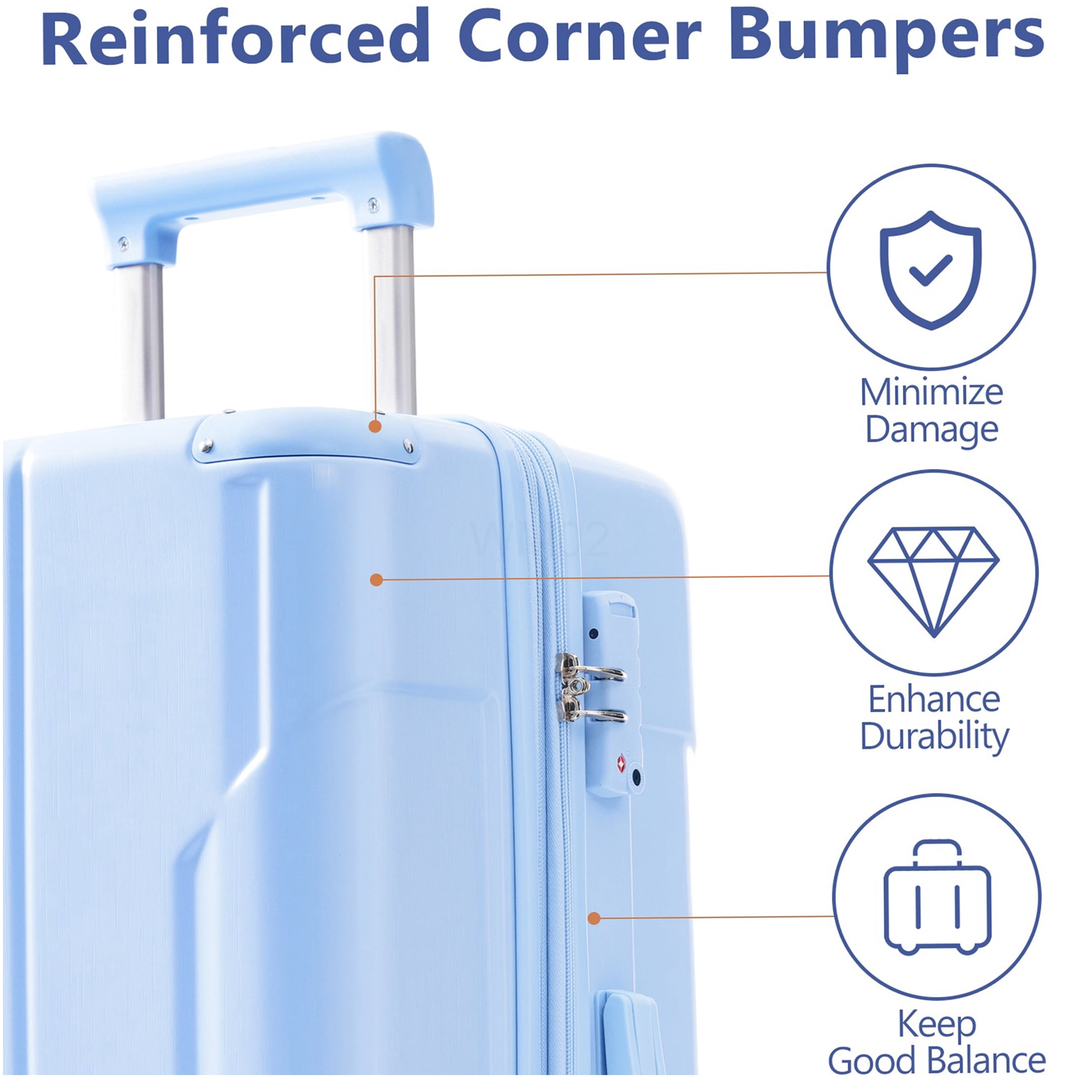 Sky Blue 28" Expandable Hardshell Checked Luggage with TSA Lock, Lightweight ABS Spinner Suitcase for Travel