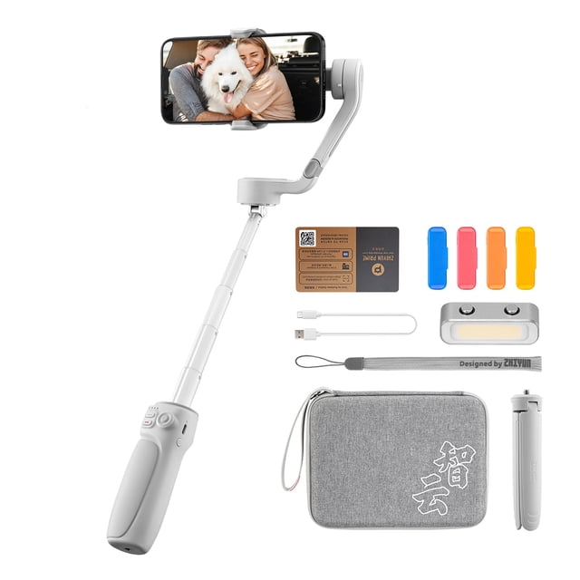 Estabilizador ZHIYUN SMOOTH-Q4 COMBO Estabilizador de cardán portátil de 3 ejes para teléfono inteligente Vlog Gimbal Varilla extensible incorporada de 215 mm Máx. La carga útil de 280 g admite el con