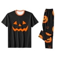 thumbnail image 5 of Family Halloween Pajamas Matching Sets, Black Simple Jack‑o‑Lantern Face Soft Short Sleeve Top and Long Pants Halloween Pajamas for Family, 2 Piece Holiday Sleepwear Halloween Family Pjs Set, 5 of 7