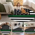thumbnail image 5 of Thin Green White Line Round Area Rug 7 FT, Non Slip Living Room Area Carpet, American Flag Star Washable Soft Circular Rug Non-Shedding Floor Carpet for Bedside Office Play Room Classroom, 5 of 9