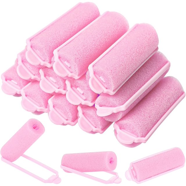 12 rulos de espuma para el cabello, rulos de esponja suave para el cabello, rulos de diseño para mujeres, niñas, niños, peinados (20 mm, rosa)