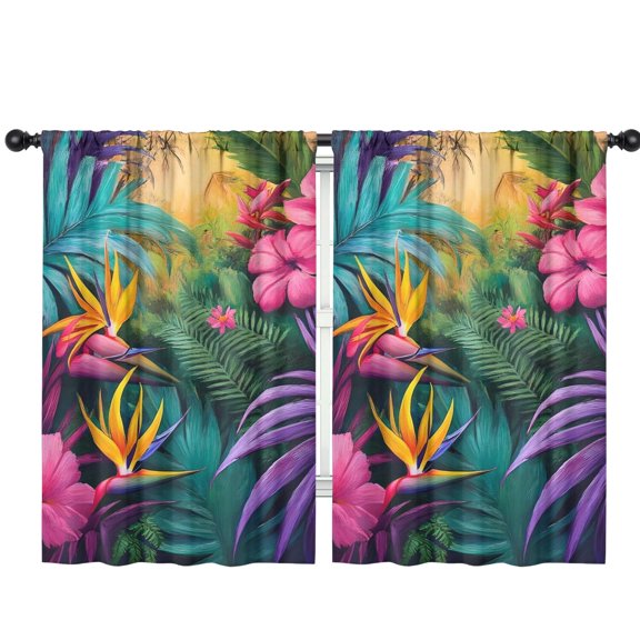 Blackout Kids Curtains,Colorful Tropical Leaf Pattern Childrens Insulated Curtains Set Of 2,Bedroom Essentials,Toddler Room Decor 42"x63"