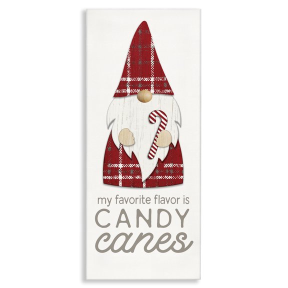 Stupell Industries Farmhouse Christmas Gnome with Candy Cane Canvas Art, 10 x 24, by Fluidity/PDR LLC.