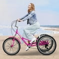 thumbnail image 3 of 24"/26'' Folding Tricycle for Adults Seniors with Big Basket, 7 Speed Low-Step Through Frame 3 Wheel Bikes Suitable for Women, Men for Cycling, Shopping, Exercise, Support up to 450 LBS, 3 of 9
