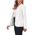 thumbnail image 4 of INSPIRE CHIC Striped Blazer for Women's Notched Lapel One Button Long Sleeve Work Office Suit Jackets M White, 4 of 5