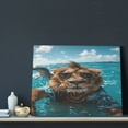 thumbnail image 3 of Susaid Hawaiian Swimming Lion Pattern Canvas Wall Decor Poster Framed Artwork Decoration for Bedroom Home Office Ready to Hang,Horizontal, 3 of 6